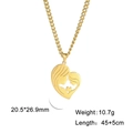 Golden heart necklace with mother and child silhouette pendant in a polished finish - Heart Girl / Gold