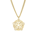 Collana in acciaio inossidabile dorato con ciondolo tondo traforato albero della vita - Simbolo Pentagramma Cerchio / Oro