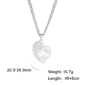 Silver mother and child pendant necklace in heart shape with 45+5cm adjustable chain - Heart Girl / Steel