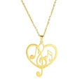 Collana dorata in acciaio con pendente a cuore, chiave di violino e nota musicale - Simbolo Musicale del Cuore / Oro