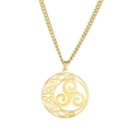 Collana triscele dorata con nodi celtici in acciaio inossidabile 304 lucidato - Triscele Nodo Celtico Cerchio / Oro