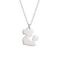 Silver mother and child pendant necklace showing a warm mother kissing baby silhouette - Mother and Child
