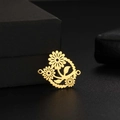 Golden stainless steel hollow daisy pendant for DIY jewelry making on black gift box - Gold