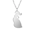 Zilveren minimalistische ketting met hanger van zwangere moeder en fijne schakelketting - Zwangere Vrouw / Staalkleur