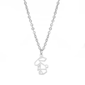 Collana con ciondolo a coniglio origami in argento in acciaio inossidabile 304 - Coniglio Line Art / Colore acciaio
