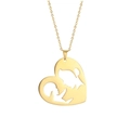 Gepolijste gouden hartketting met moeder en kind silhouet hanger voor dames - Goud