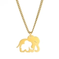 Collana in acciaio inossidabile dorato con ciondolo elefante mamma e bambino traforato - Elefante Madre-Figlio Traforato / Oro