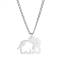 Collana in acciaio inossidabile argento con ciondolo elefante madre e figlio - Elefante Madre-Figlio Traforato / Colore acciaio