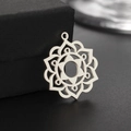 Intricate hollow mandala sun flower pendant in polished stainless steel for DIY jewelry - Steel