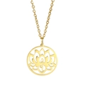 Collana in acciaio inossidabile 304 dorato con ciondolo loto yoga traforato e catena - Cerchio Yoga Loto / Oro