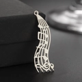 Pendentif notes de musique en argent poli avec clé de sol et portée pour bijoux DIY - Style Partitions Musicales / Acier