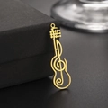 Elegant gold-plated guitar and G-clef pendant necklace with hollowed musical note design - Gold