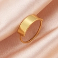 Anello con sigillo lucido in acciaio inossidabile dorato con piano rettangolare - US 6 / Oro