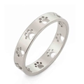 Polished silver stainless steel ring with hollow cat paw pattern in minimalist style - US 7 / Steel