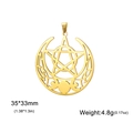Golden stainless steel triple moon and pentagram pendant with Celtic knot details - Triple Moon Pentagram (Style 4) / Gold