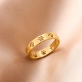 18K gold plated stainless steel ring featuring minimalist hollow cat paw print designs - US 7 / Gold