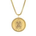 Goldene Edelstahl Gemini Sternzeichen-Halskette mit Box-Kette für Herren und Damen - Zwillinge (JGDBASS2021040605-G-HZL)