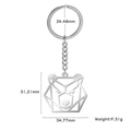 Détail d'un porte-clés ours géométrique montrant les dimensions et le fini métal argenté - Style Tête d'Ours (Style 3)