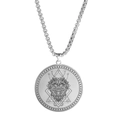 Zodiac Halskette aus Edelstahl in Silber mit Löwen-Anhänger und Stern-Muster - Löwe (JGDBASS2021040606-S-HZL)