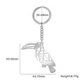 Porte-clés pic-vert en acier inoxydable avec design géométrique creux sur fond blanc - Argenté