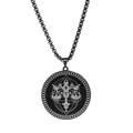 Tierkreiszeichen-Halskette mit schwarzem Rundanhänger und weißem Symbol auf Goldkette - Waage (JGDBASS2021040613-B-HZL)