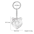 Dimensions détaillées du porte-clés ours évidé en argent avec spécifications de taille - Style Tête d'Ours Géométrique (Style 6)