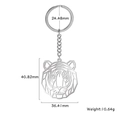 Porte-clés tête de tigre en acier inoxydable poli avec dimensions et détails - Style Tête de Tigre (Style 15)