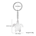 Porte-clés tortue marine en acier inoxydable poli avec design géométrique ajouré - Style Tortue (Style 17)