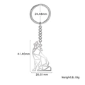 Porte-clés pendentif loup géométrique évidé en acier inoxydable avec dimensions - Style Loup Évidé (Style 19)