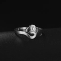 Sleek silver titanium steel ring featuring a cut-out OM yoga symbol with polished finish - US 6 / White