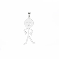 Détail d'un pendentif bonhomme en argent poli avec un visage souriant évidé - Couleur Acier - Style B