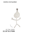 Funny stainless steel stickman middle finger pendant charm measuring 20x38mm - Steel Color - Style D