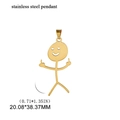 Detailed view of golden stainless steel middle finger doodle charm with dimensions - Gold Style D