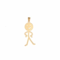 Détail du pendentif bonhomme allumette évidé en or avec un visage souriant poli - Or-Style B