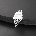 Ciondolo a forma di gelato in acciaio inossidabile placcato oro 18K per gioielli fai da te - Color Acciaio