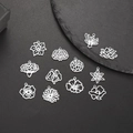 Set of 12 hollow floral birth flower pendants in silver finish for DIY jewelry crafting - Steel Color Birth Flowers Collection