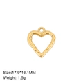 Hollow golden stainless steel heart pendant with textured finish measuring 17.9 by 16.1mm - Wave Texture Heart (Style 1) - Gold