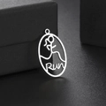 Hollow oval stainless steel runner pendant with RUN text for DIY jewelry making - Silver Oval RUN Running (Style 9)