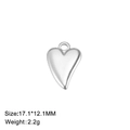 Pendentif cœur argenté en acier inoxydable poli de dimensions 17,1x12,1 mm - Cœur Épais Poli (Style 3) - Couleur Acier