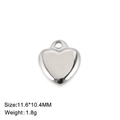 Pendentif cœur en acier titane argent poli aux dimensions de 11,6x10,4 mm - Cœur 3D Bombé (Style 4) - Couleur Acier