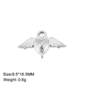 Pendentif cœur avec ailes en acier inoxydable argenté pour bijoux, 9,5x16,5mm - Cœur avec Ailes (Style 6) - Couleur Acier