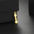 Macro detail of golden dumbbell pendant with smooth finish and top ring hanging accessory - Gold Double Dumbbell (Style 3)