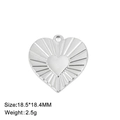 Pendentif cœur en argent poli avec motif soleil, breloque en acier de 18,5x18,4mm - Cœur Radiant Soleil (Style 7) - Couleur Acier