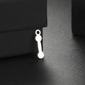 Close-up of polished stainless steel dumbbell pendant with smooth metallic texture - Silver Double Dumbbell (Style 3)