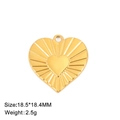 Pendentif cœur doré poli avec texture rayonnante et anneau de suspension solide - Cœur Radiant Soleil (Style 7) - Or