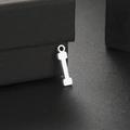 Polished silver stainless steel dumbbell pendant on luxury black jewelry box display - Silver Letter I Style (Style 4)