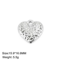 Pendentif coeur en acier inoxydable argenté avec texture martelée, 15,9x16,6mm pour bijoux - Cœur Texture Martelé (Style 8) - Couleur Acier