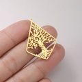18K gold plated stainless steel hollow tree of life pendant in irregular geometric shape - Irregular Tree Of Life - Gold