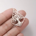 Polished stainless steel tree of life charm pendant with hollow geometric frame - Irregular Tree Of Life - Steel Color