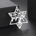 Détail du pendentif arbre de vie argenté dans un hexagramme sur une boîte à bijoux - Acier